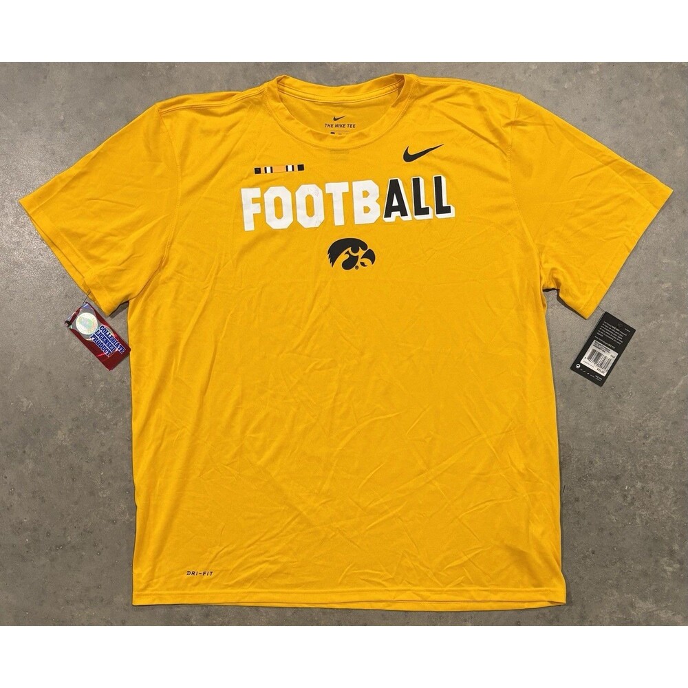 NEW Nike Tee Iowa Hawkeyes Football Shirt Men’s Size 2XL Athletic Cut Gold